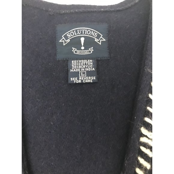 Vintage Solutions Aztec Tribal Native Size L Navy Vest *12 - Picture 2 of 5